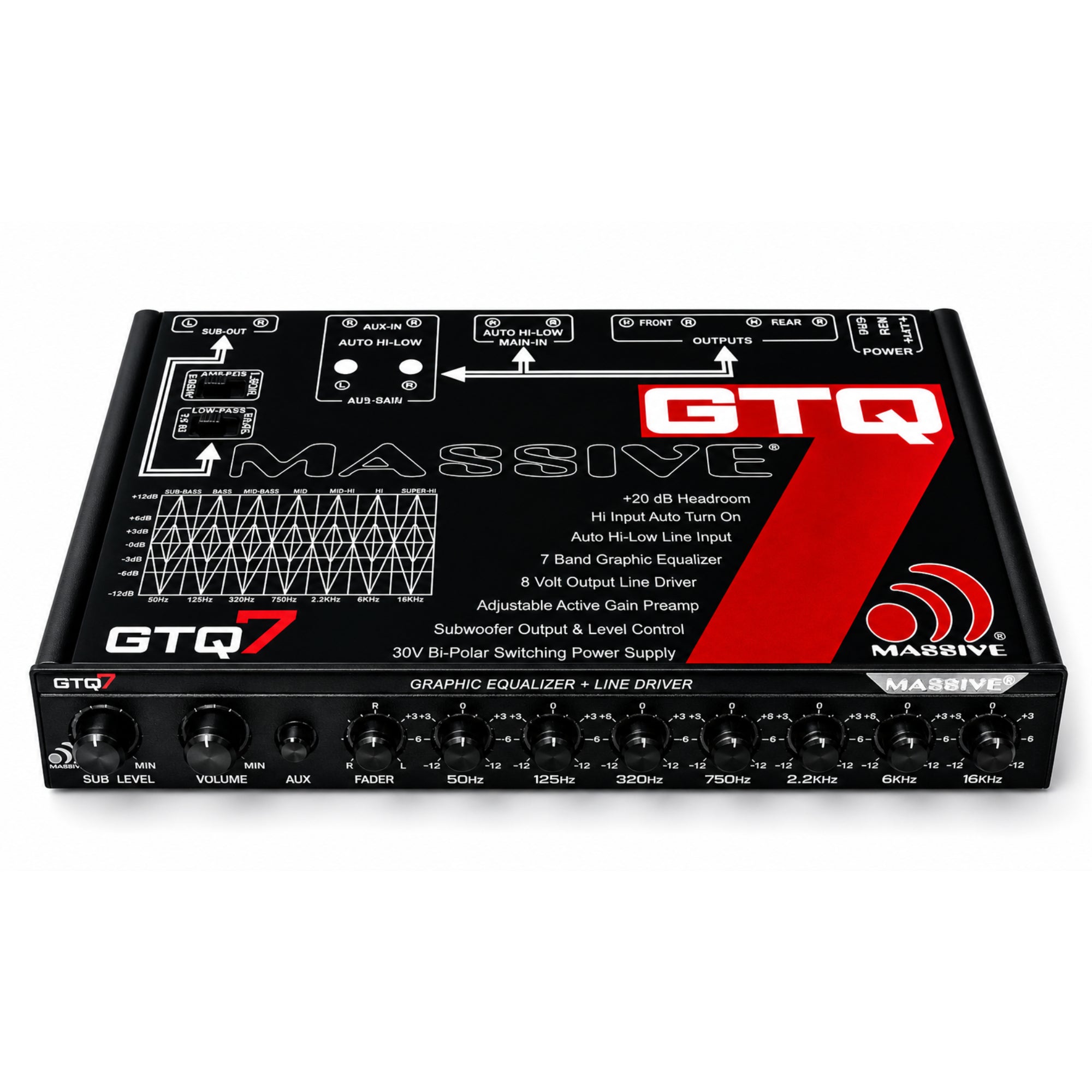 GTQ7 - 7 Band Car Audio Graphic Equalizer Auto Hi-Low Input