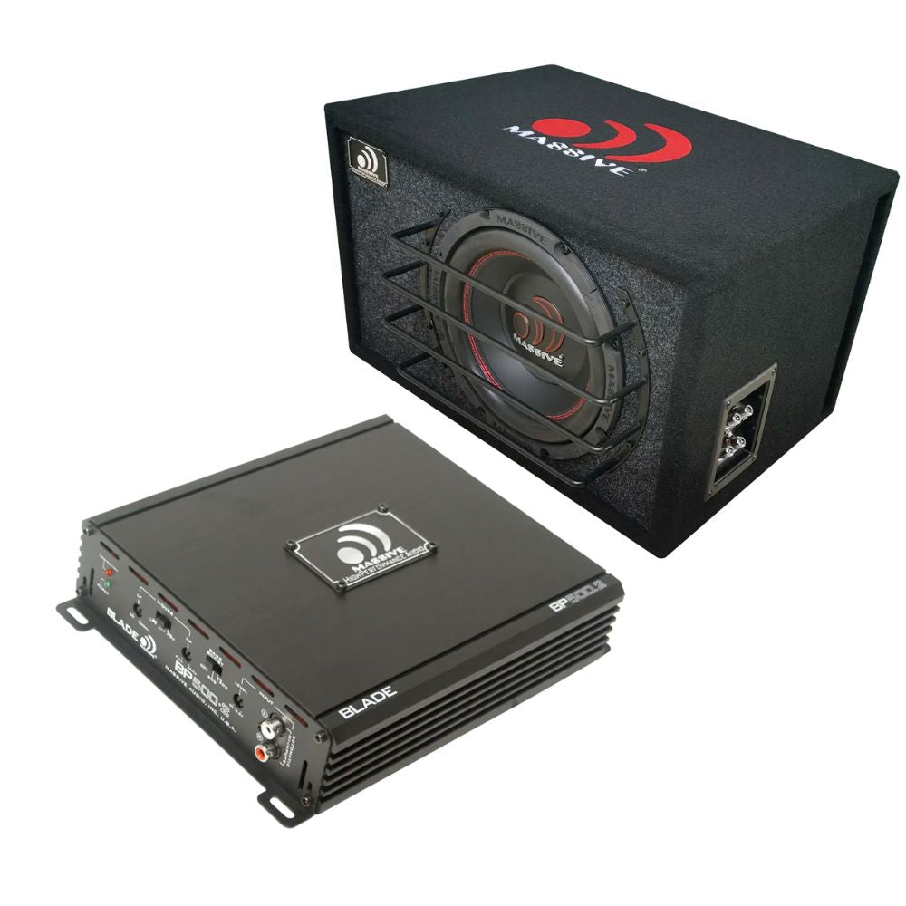 Combo: BT12 12" Pre-Loaded Subwoofer in Ported Enclosure with BP500-2 2-Channel Amplifier (Built-in OEM Line Converter)