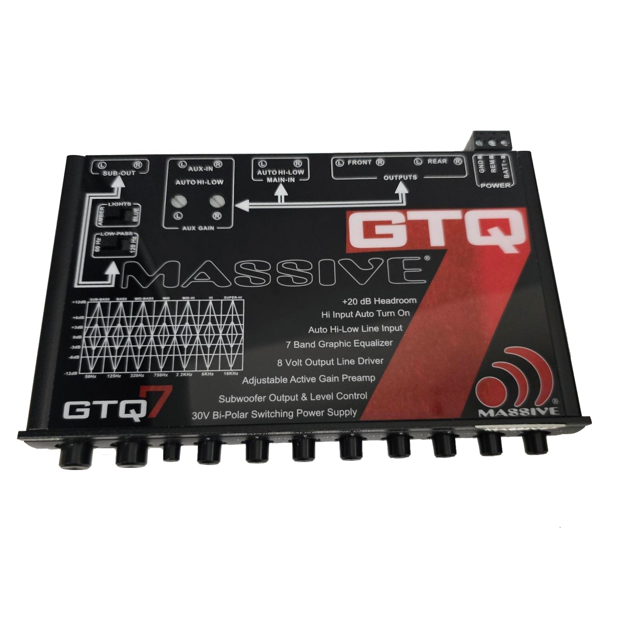 GTQ7 - 7 Band Car Audio Graphic Equalizer Auto Hi-Low Input