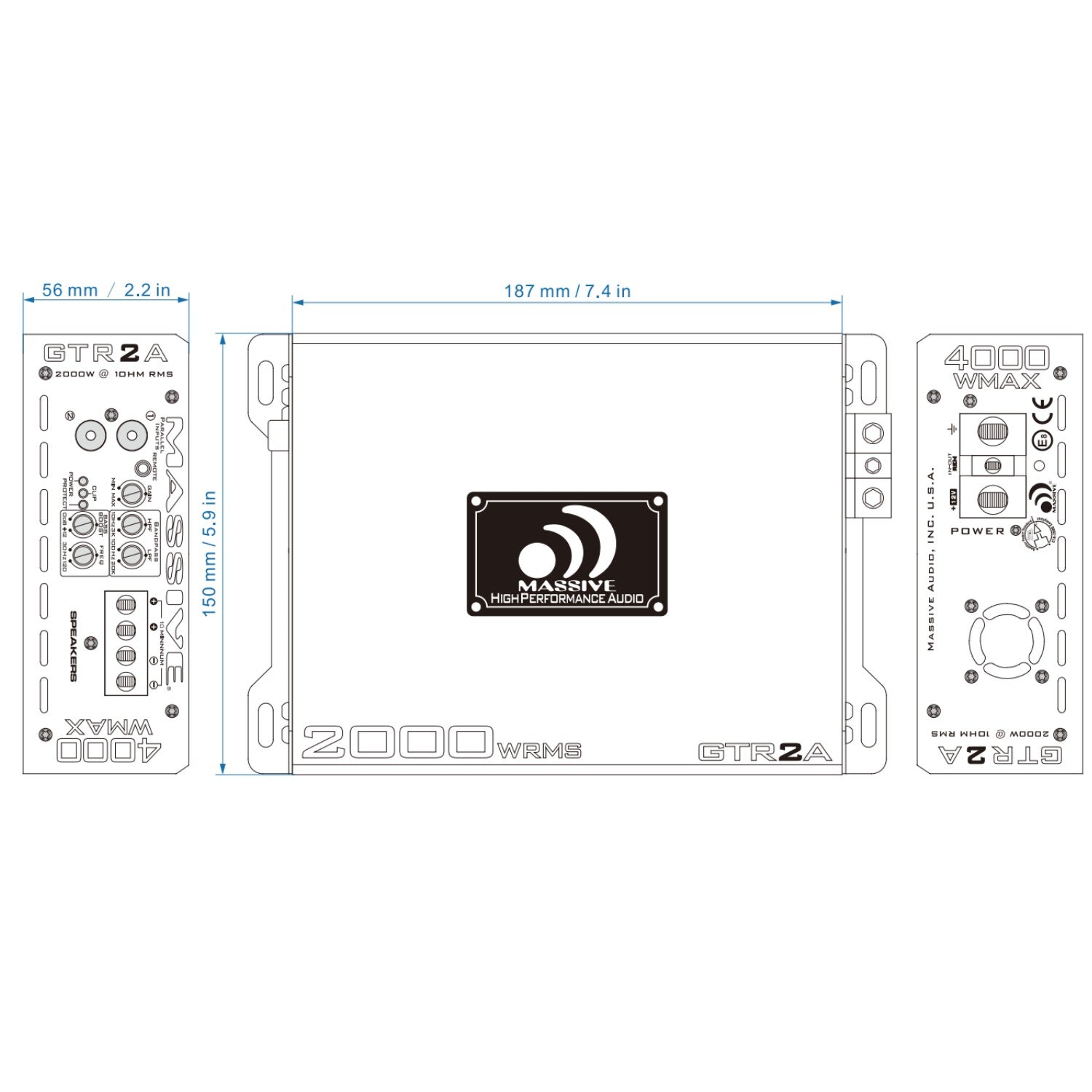 GTR2A - 2030 Watt RMS @ 1 Ohm Mono Block GT Series Full Range Amplifier