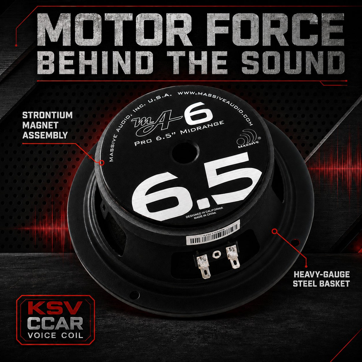 MA6 - 6.5" 140 Watt 8 Ohm Mid-Range Speaker (Lower SQ Frequencies)