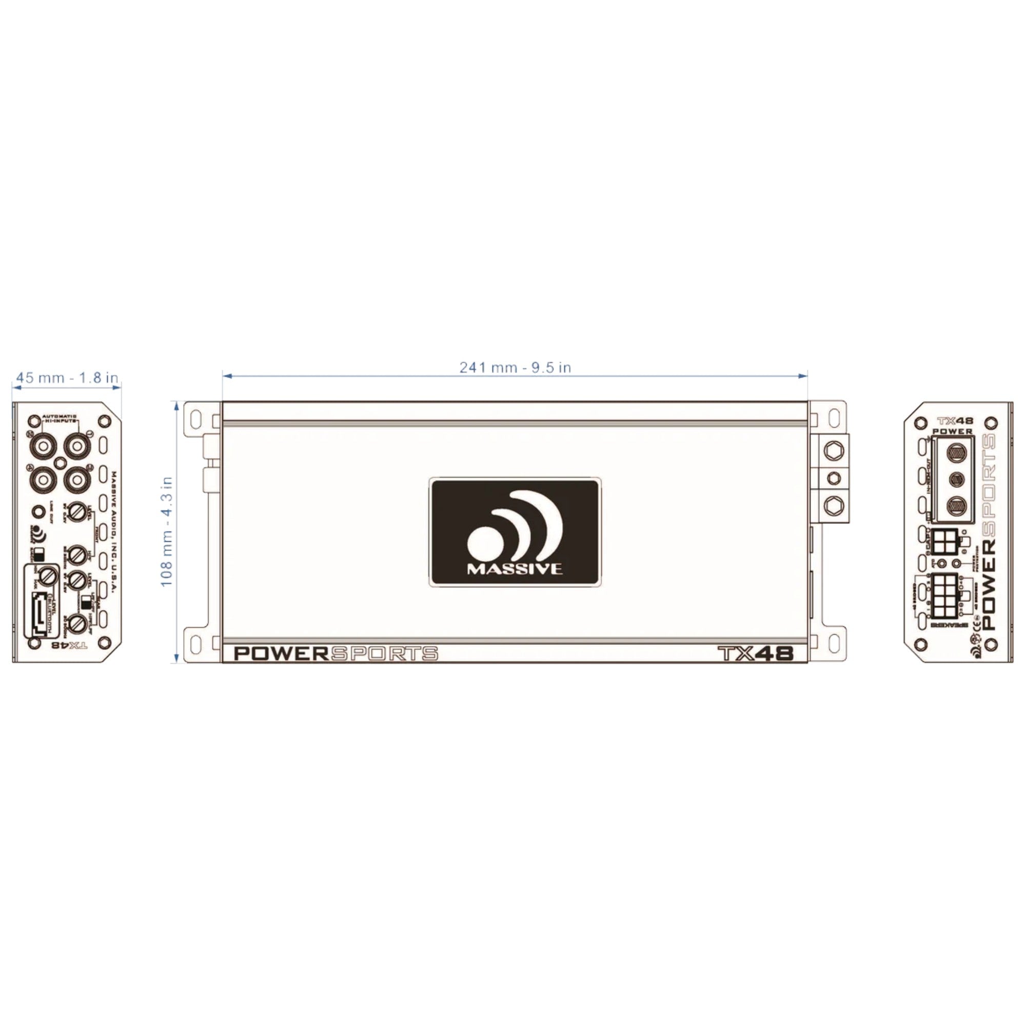 TX48 - 200 Watts x 4 RMS @ 4 Ohm Marine 4 Channel Amplifier
