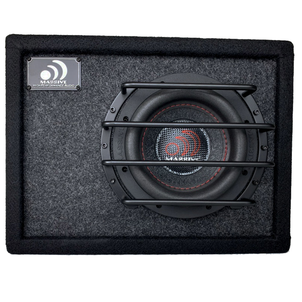 BAS6 - 6.5" 250 Watts RMS Powered Subwoofer in Ported Enclosure, Clip LED, Bass Boost, 180º Phase Shift