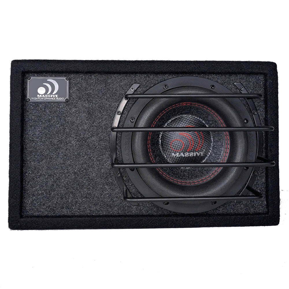 BAS8 - 8" 400 Watts RMS Class D Powered Subwoofer in Ported Enclosure, Clip LED, Bass Boost, 180º Phase Shift