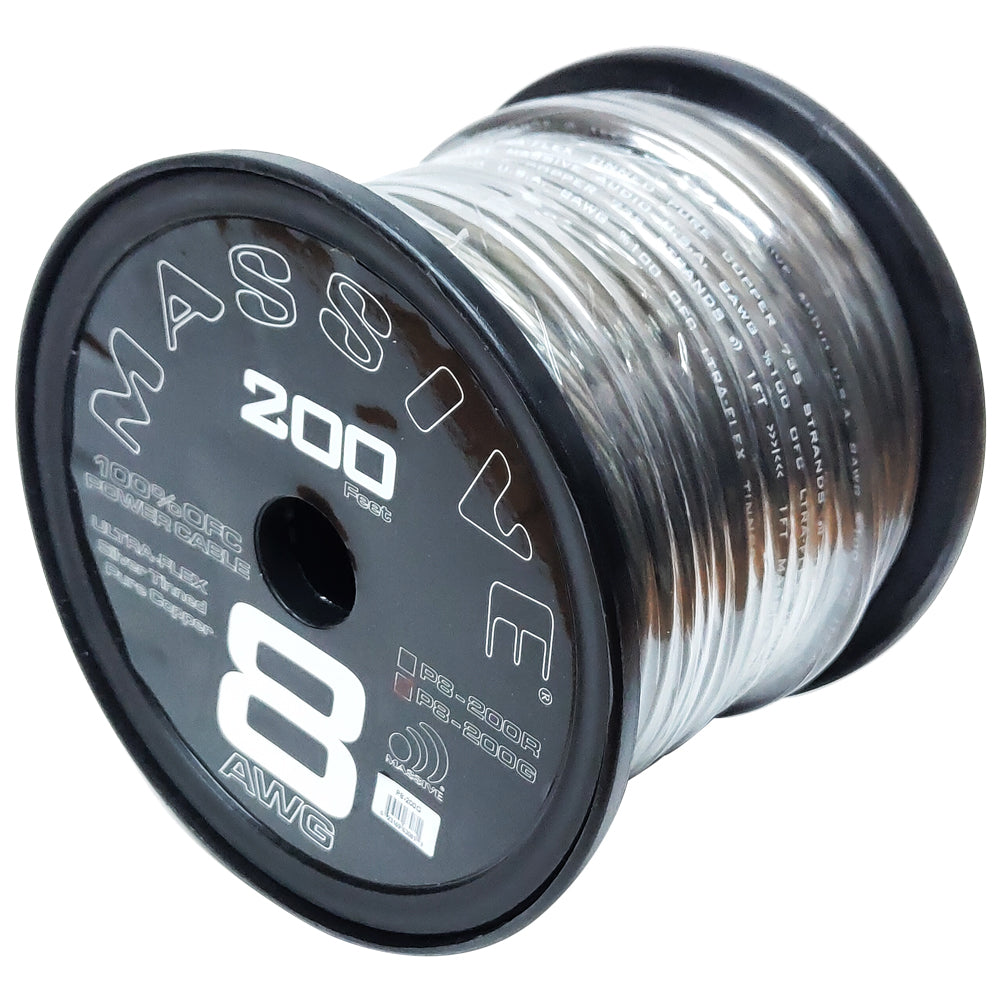 P8-200G - 8 AWG 100 Foot Grey 100% Copper Oxygen Free Silver Tinned Twisted Spool Wire
