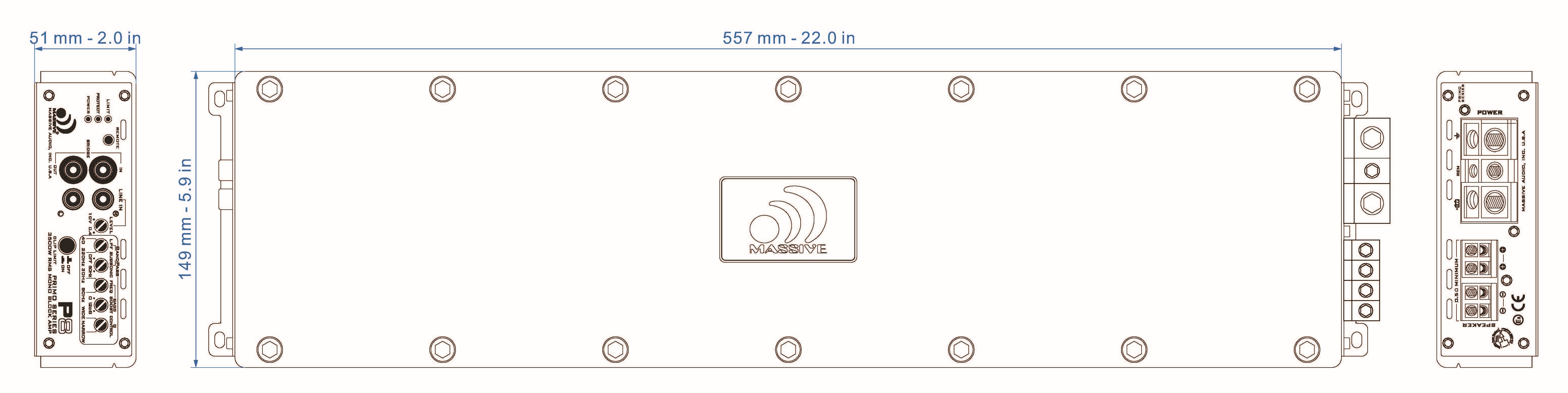 Massive Audio Amplifier - P8 - 3,5000 Watts RMS @ 0.5 Ohm Mono