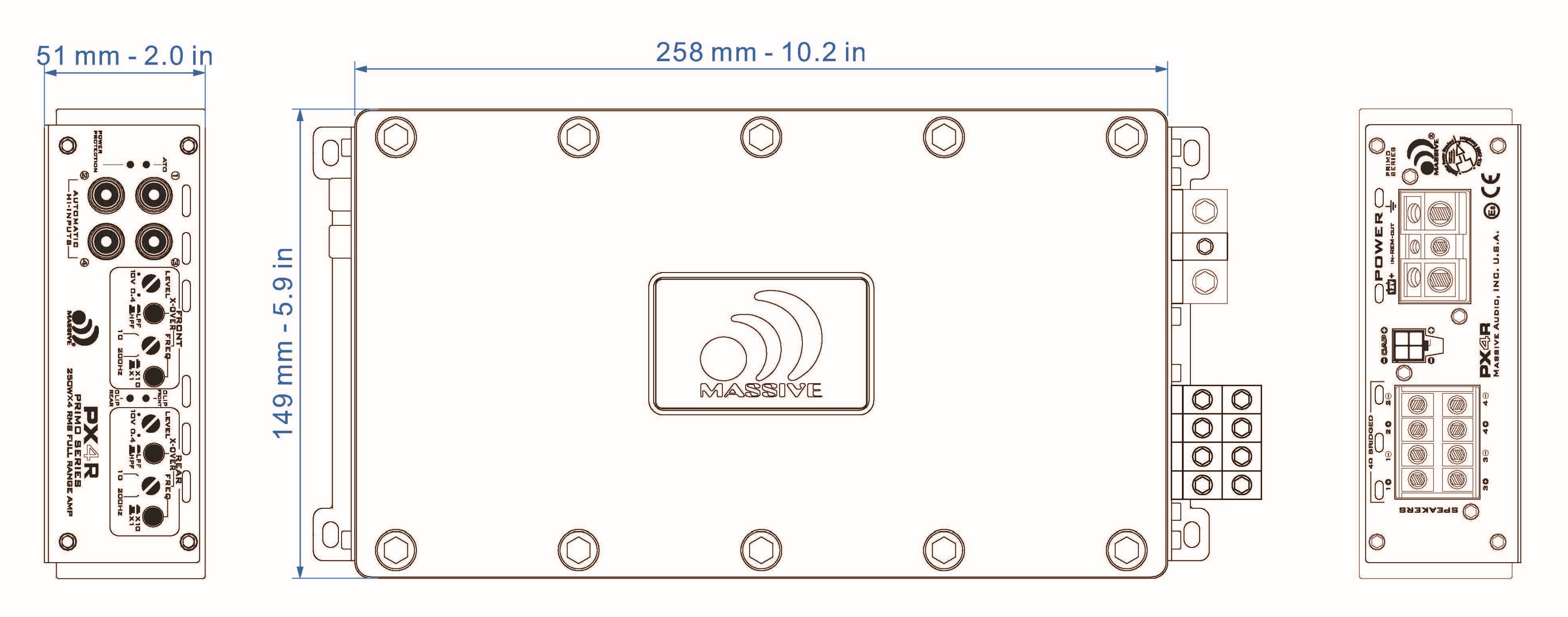 PX4R - 250 Watts RMS x 4 @ 4 Ohm 4 Channel Amplifier