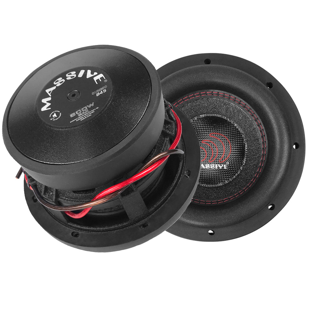 SUMMO84S - 8" 400 Watts RMS Dual 4 Ohm, 2" V.C. Shallow Mount Subwoofer