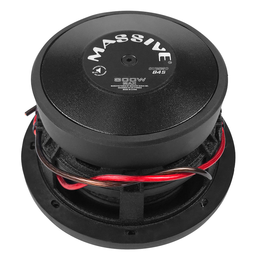 SUMMO84S - 8" 400 Watts RMS Dual 4 Ohm, 2" V.C. Shallow Mount Subwoofer