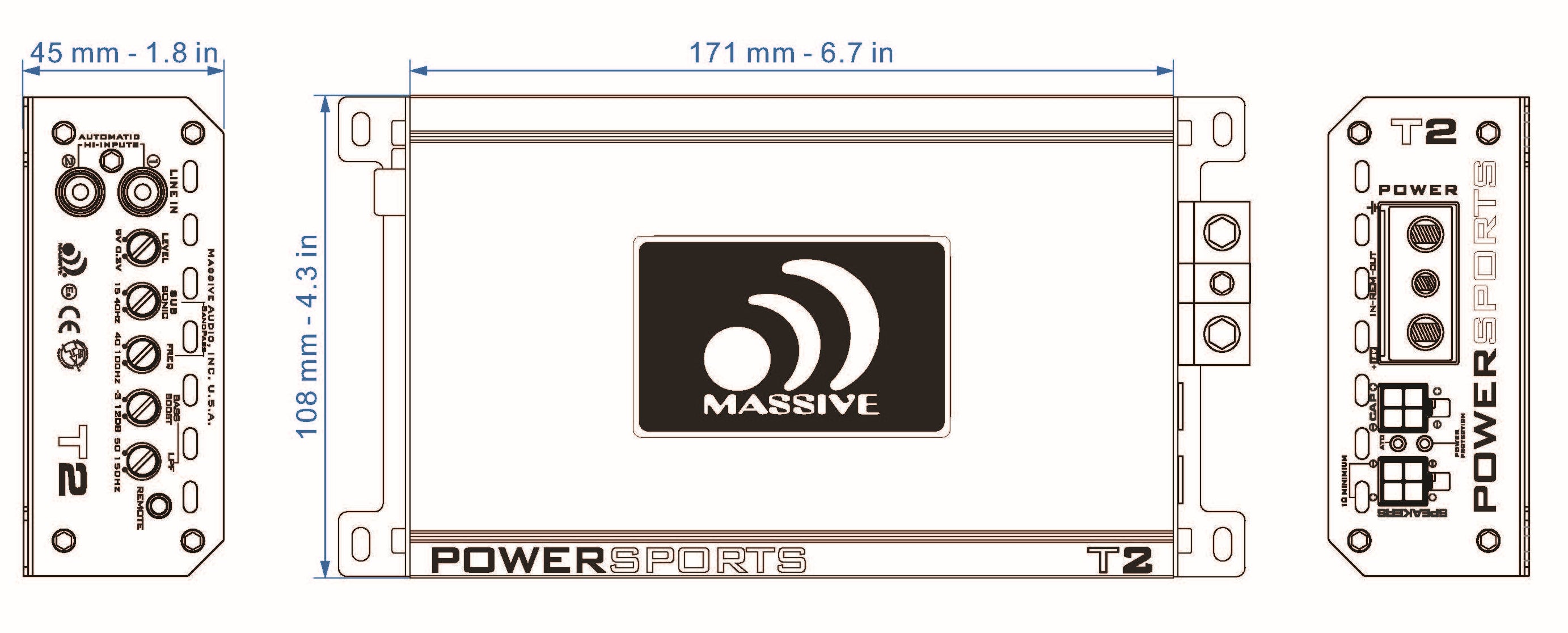 T2 - 800 Watts RMS @ 1 Ohm Mono Block Amplifier
