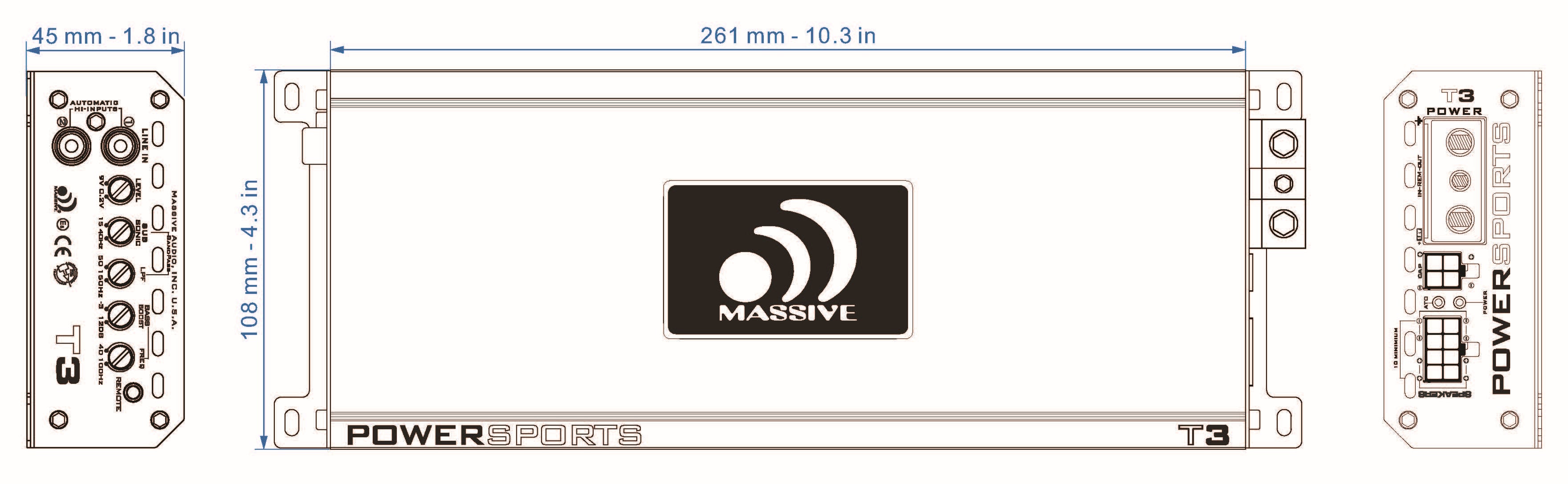 T3 - 1400 Watts 1 RMS @ 1 Ohm Mono Block Marine Amplifier