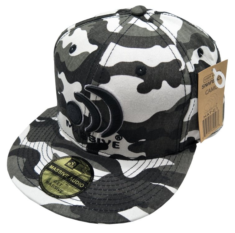 HAT-C1 - Black & White Camouflage SnapBack Hat