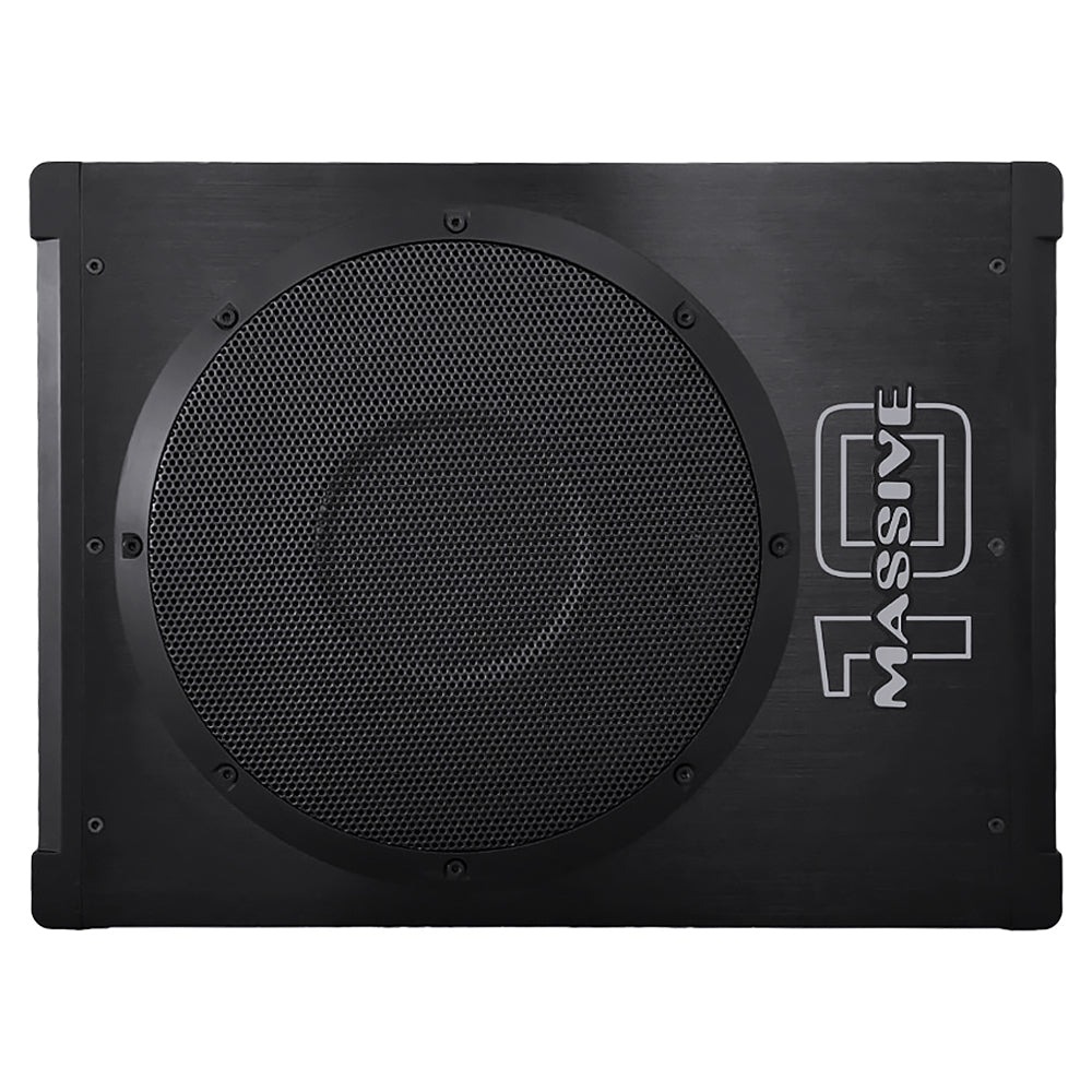 BOOM10 - 10" 300 Watts RMS Hideaway Under Seat Powered Subwoofer, Clip LED, Bass Boost, 180º Phase Shift